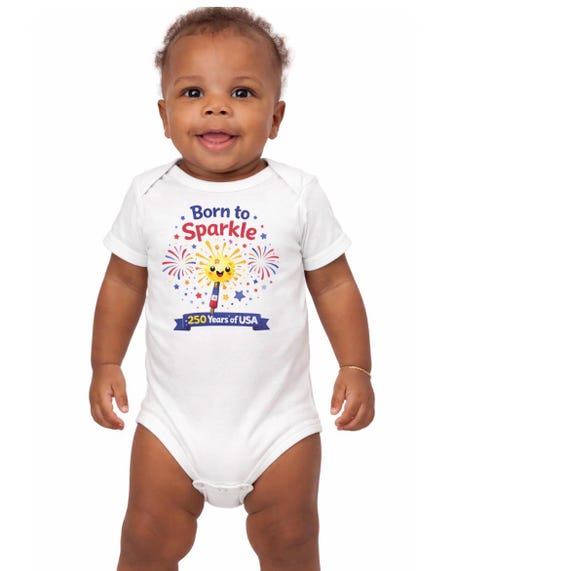 Infant Bodysuit, Born to Sparkle, 4th of July USA Celebration Onesie
