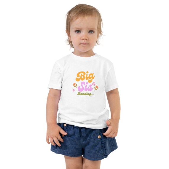 Big Sis Loading Toddler Girl Pregnancy Announcement  Reveal Short Sleeve T-Shirt