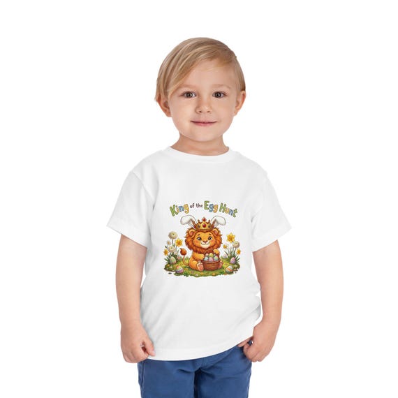Lion with Bunny Ears King of the Egg Hunt Toddler Tee | Easter Spring