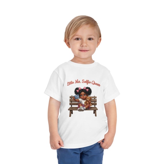 Toddler Tee | Little Ms. Selfie Queen Illustration, Park Bench Scene