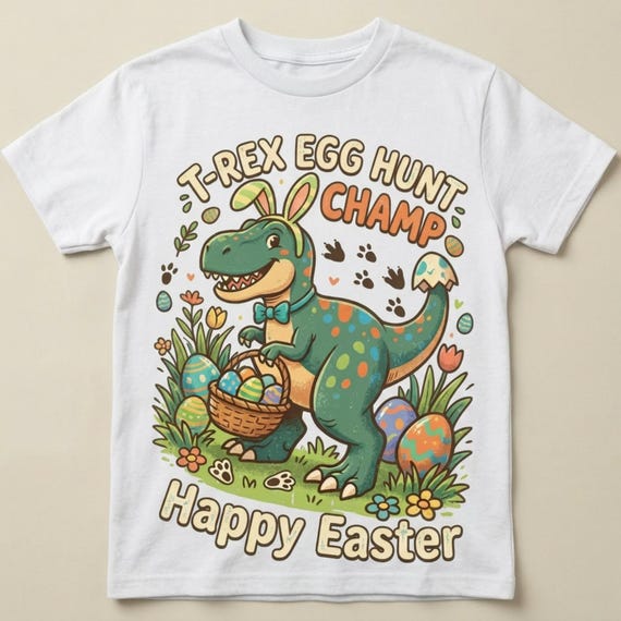 T-Rex Egg Hunt Champ - Happy Easter Boys graphic T-Shirt