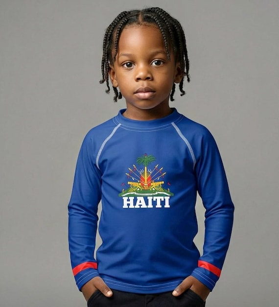 Kids Rash Guard HAITI World Cup soccer team  Haitian jersey