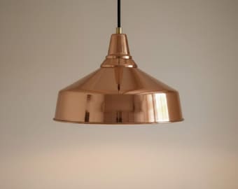 Copper Dome Pendant Light, Modern Industrial Ceiling Lamp, Handmade Copper Hanging Light Fixture, Minimalist Kitchen Lighting, Home Decor