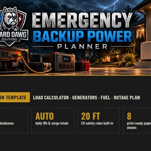 Emergency Backup Power Planner+Offline App Bundle | Notion Template, Generator & Power Outage Plan, Load Calculator, Emergency Preparedness