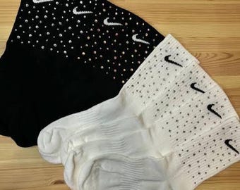 Bedazzled Nike Socks, Rhinestone Nike Crew Socks, Cheer Mom Socks, Sparkly Athletic Socks Cheerleader Gift Bling Nike Socks