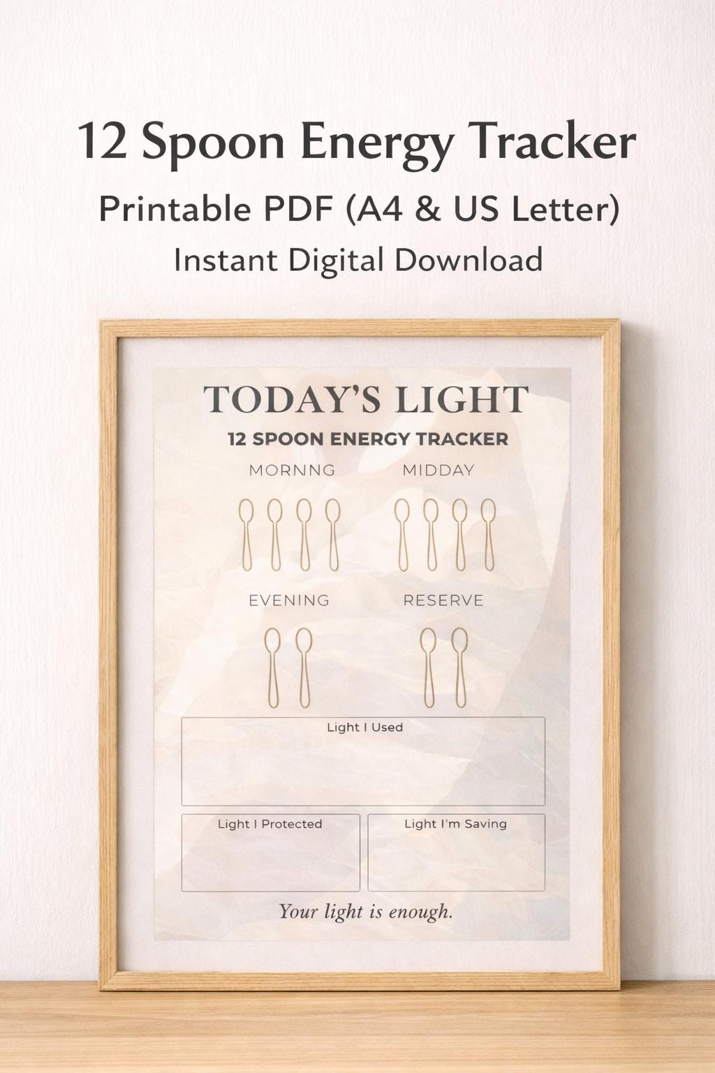 12 Spoon Energy Tracker Printable PDF | Spoon Theory Planner | Chronic ...