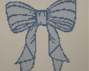 Large Blue Bow Needlepoint Canvas
