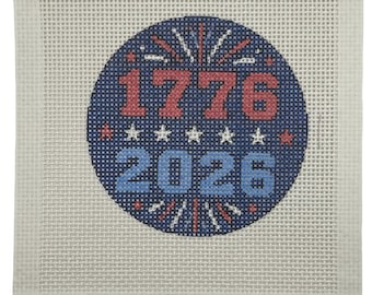 1776–2026 Patriotic - 13 mesh - 4 inch Round - 6 x 6 - Needlepoint Canvas