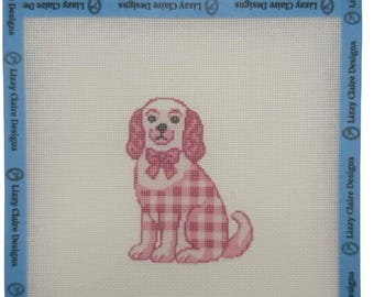 Pink Staffordshire Dog - 18 mesh - 8 x 8 - Needlepoint Canvas