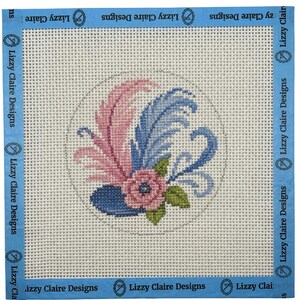 Fascinator - Feather Hat - 13 mesh - 4 inch round - 7 x 7 - Needlepoint Canvas