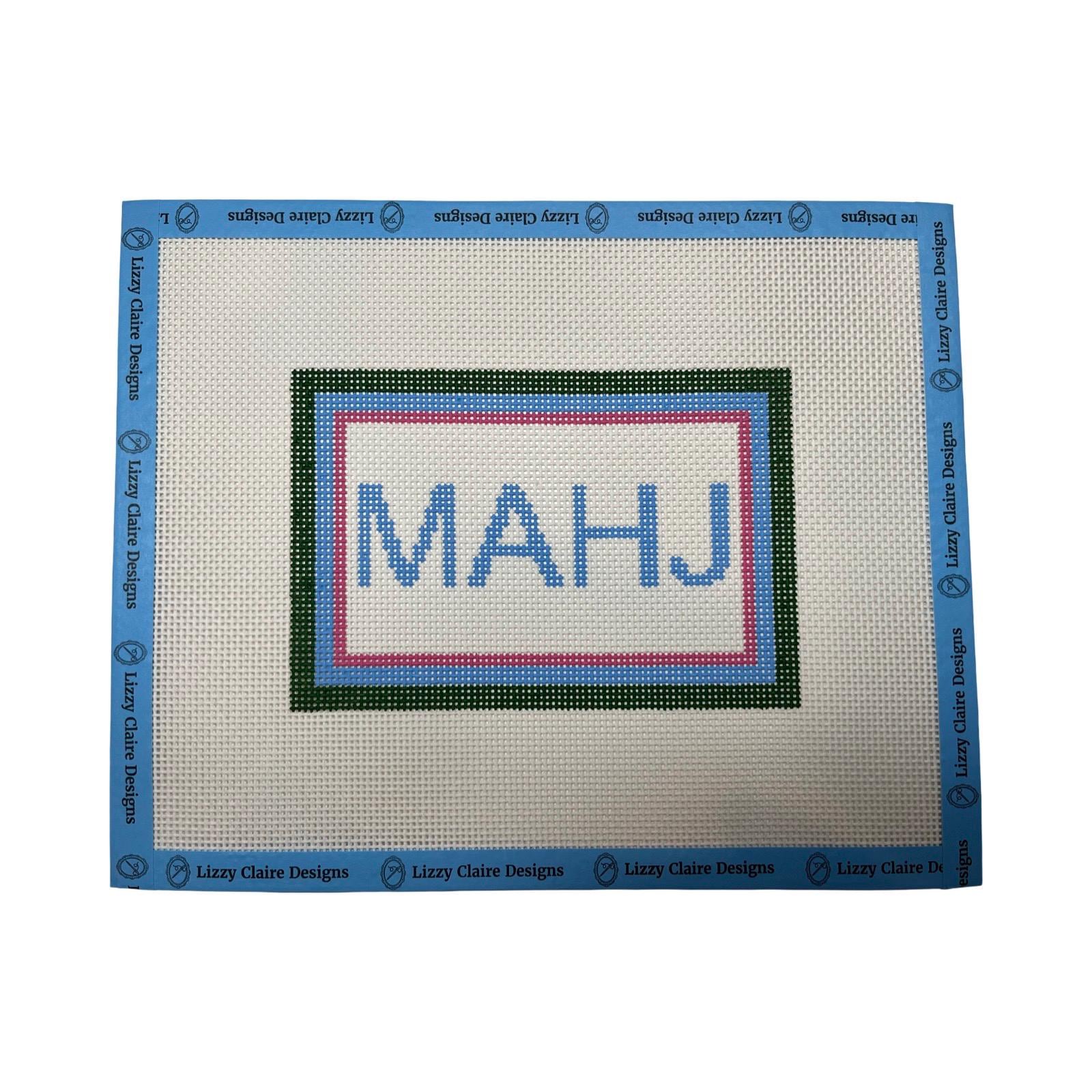 Hand Painted MAHJ - 13 mesh - 10.5 x 8.5 - Needlepoint Canvas