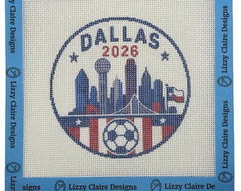 2026 Soccer Dallas - 18 mesh - 4 inch Round - 6 x 6 - Needlepoint Canvas