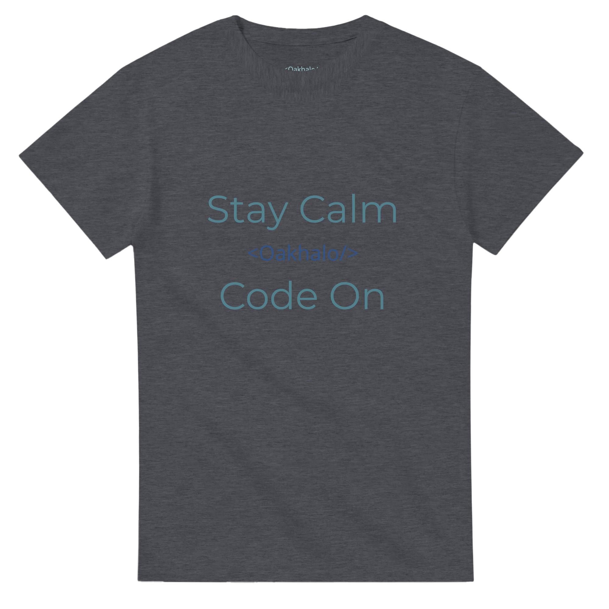 Blijf kalm, ga door met programmeren | Stevig unisex T-shirt met ronde hals