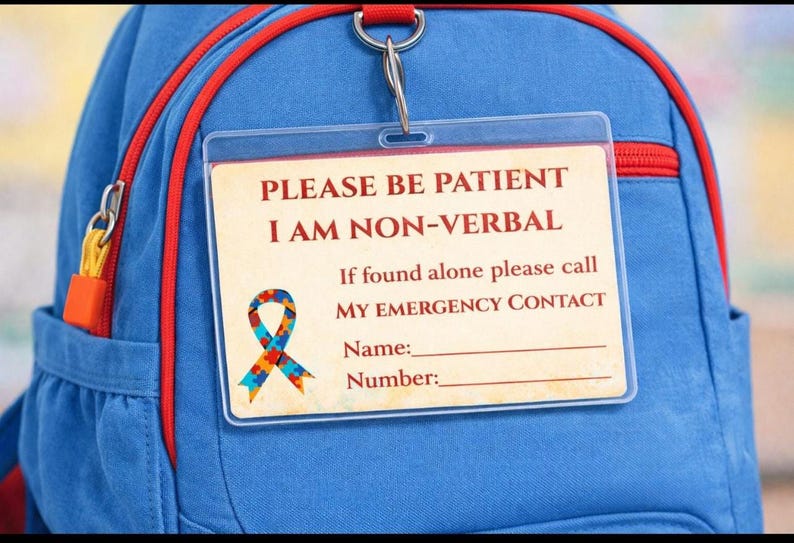 Autism Backpack Tag Printable | Special Needs ID Card | Editable ...
