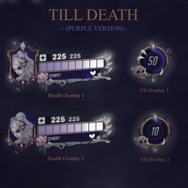 Till Death (purple) Overwatch Overlay for OBS and Hudsight | Health Bar ...