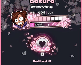 Sakura Hanamura Overlay for OBS and HudSight | Pink Cherry Blossom HUD | Healthbar and Ult