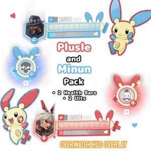 Plusle und Minun Overwatch HUD Overlay Pack für OBS (Digitaler Download)