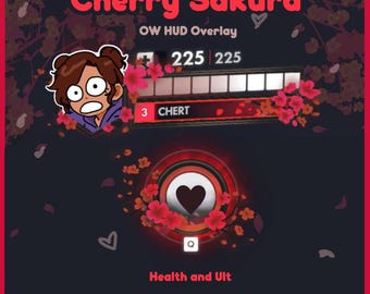 Sakura Cherry Overlay for OBS and HudSight | Red Blossom HUD | Healthbar and Ult