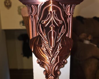 Estantería Ghostface Scream – Soporte/Ménsulas de pared ornamentadas impresas en 3D (Acabado en cobre negro y rojo metálico)