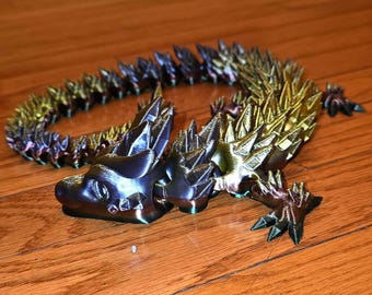 Dragón de cristal articulado – Juguete flexible con impresión 3D y cambio de color de seda – Decoración de escritorio