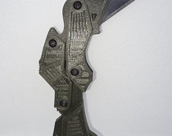 Folding Tactical Karambit Knife – 3D Printed Functional EDC – Military Green