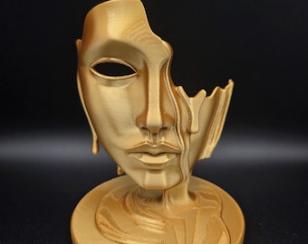 Escultura de cubo con ilusión geométrica / Arte óptico impreso en 3D / Decoración de escritorio moderna / Diseño de celosía futurista