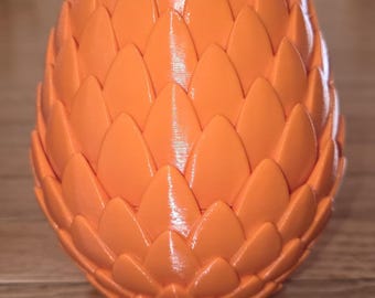 Caja de baratijas con huevo de dragón naranja ardiente - Recuerdo de fantasía impreso en 3D