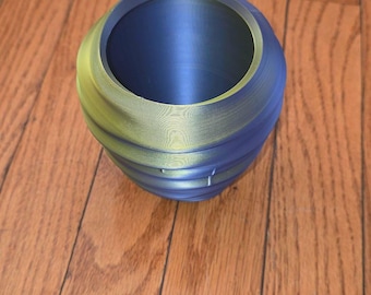 Modern Ripple Planter – 3D Printed Sculptural Plant Pot – Metallic Dual Color Home Decor