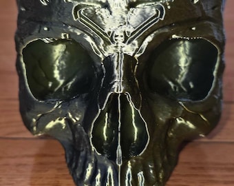 Mystic Egyptian Skull Planter - 3D Printed Scarab & Winged Motif, Gothic Succulent Holder, Desk Decor