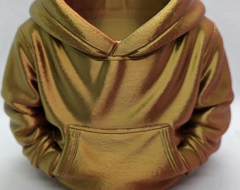 Golden Hoodie Succulent Planter - 3D Printed Mini Pot for Plants, Candles, or Desk Decor