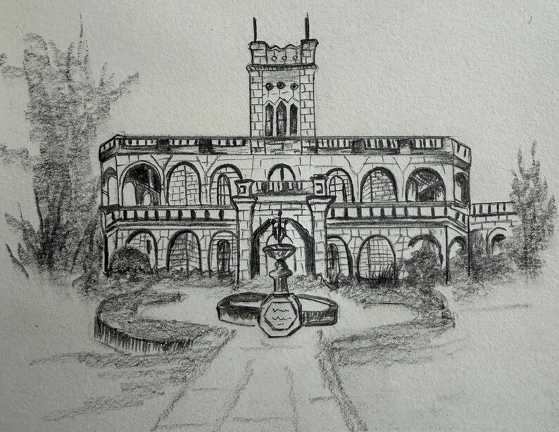 Custom Building Sketch – Wedding Invitation Artwork – Digital Download ...