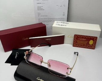 Cartier Big C Diamond Cut rahmenloser Roségoldrahmen & Zertifizierungspapiere