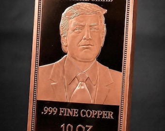 Lingote de cobre puro Trump de 10 onzas (999 milésimas de pulgada), Serie Patriota, Edición Limitada 001/200