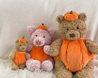 Vestiti da zucca per l'orso Bartholomew – Abbigliamento per peluche (10-40 cm)