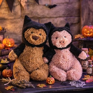 Handmade Bartholomew Bear Bat Costume - Plush Teddy Halloween Outfit for Stuffed Animals