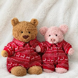 Handgefertigte Bartholomäus-Bärenkleidung - rote Weihnachtspyjamas