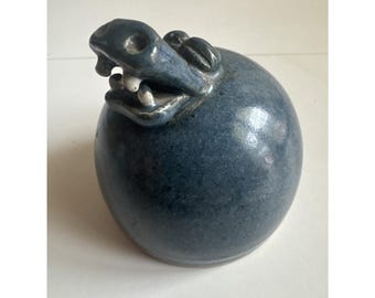 Seltene Vintage Keramik kleine blaue Nilpferd Briefbeschwerer!