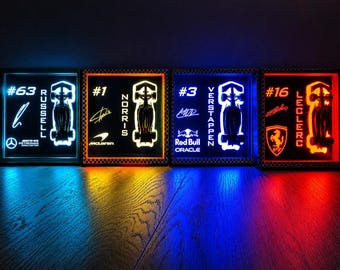 LED display box for 1:43 F1 cars | F1 Inspired LED Mirror Display | Neon Style | Formula 1 Decor | Racing Fan Gift
