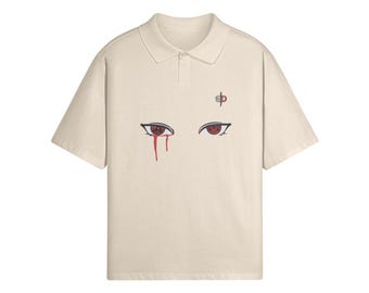 Oversized Polo Shirt – 100% Combed Cotton, 240 GSM, Anime Eyes Graphic
