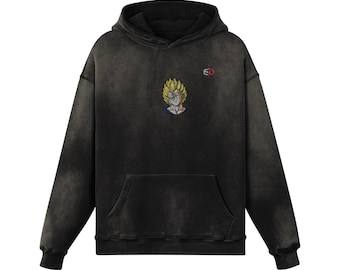 Majin Vegeta Sun Faded Heavyweight Oversized Hoodie - 400 GSM