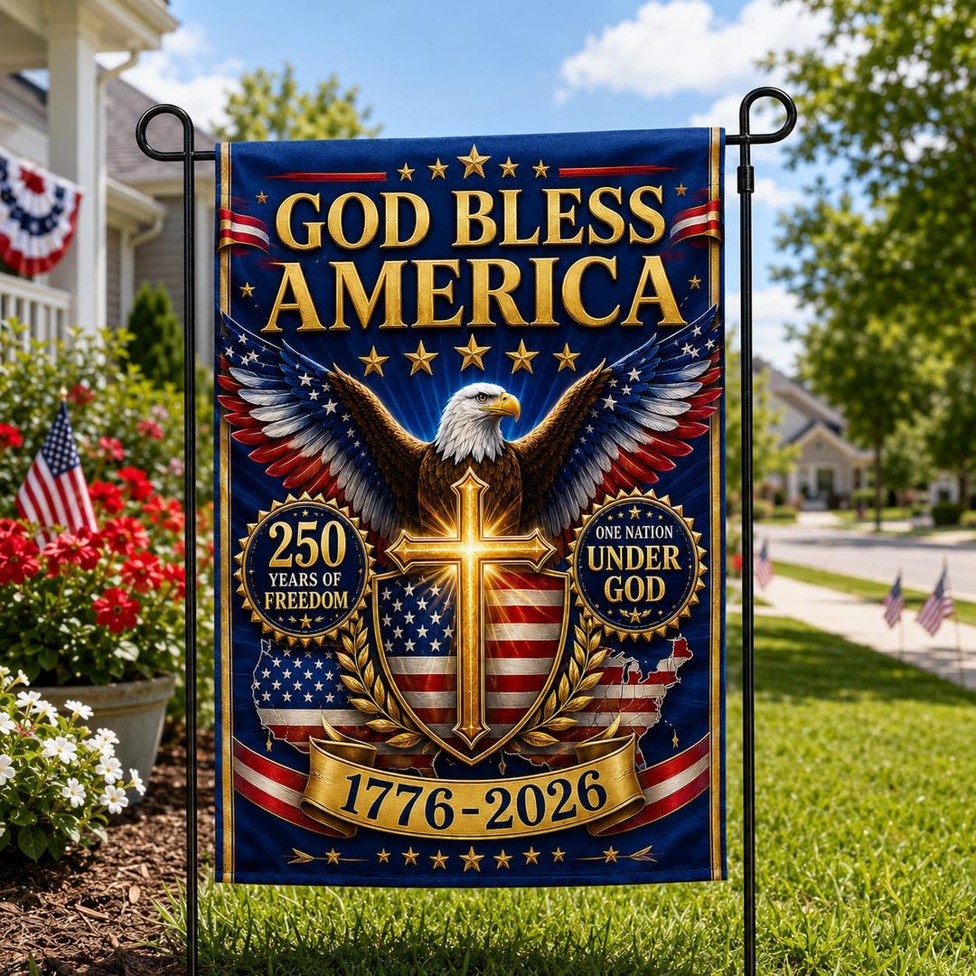 Personalized God Bless America 250th Anniversary Garden Flag, Christian ...