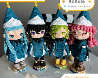 Pacchetto di schemi amigurumi ispirati a Coco, Agott, Richeh e Tetia