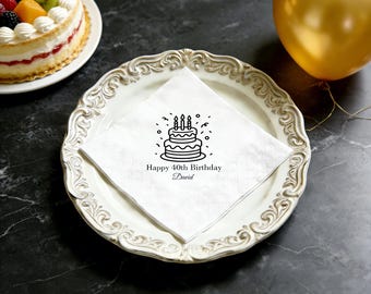 Personalized Birthday Napkins: Custom Name Cocktail Party Decor