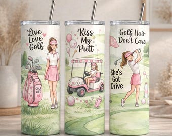Golf Tumbler Wrap 20oz Skinny Tumbler Design, Women Golf Lover Sublimation PNG, Golf Life Funny Golf Cup Wrap, Golfer Gift