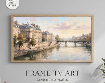 Quadri da parete sulla Senna a Parigi, dipinto paesaggistico del ponte sulla Senna, cornice vintage con immagini di città europee, decorazioni parigine dai colori pastello tenui, arte architettonica francese
