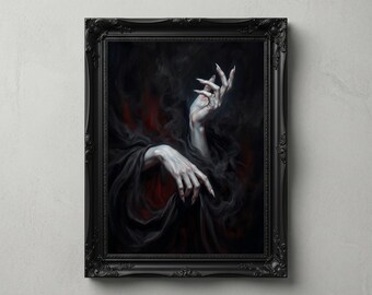 Gothic Haunted Hands Wall Art Printable, Dark Surreal Gothic Painting, Moody Whimsigoth Decor, Dark Academia Horror Artwork