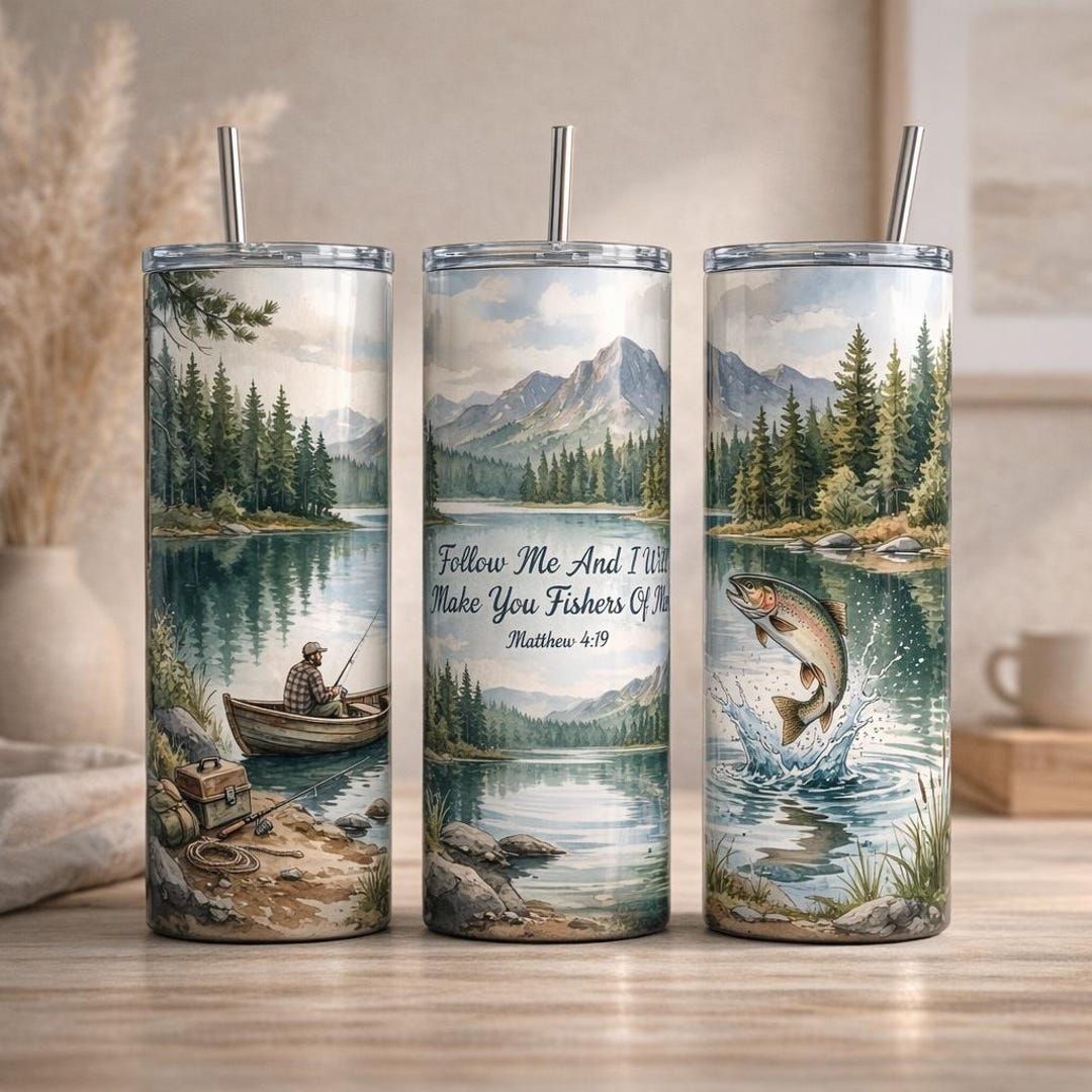 Fishing Christian Design 20oz Skinny Tumbler Wrap , Fishers of Men ...