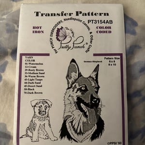 Dogs: Large Breeds, Vintage Pretty Punch/Ultra-Punch Hot Iron Transfer Pattern for Punch Embroidery