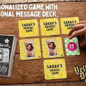 PERSONALIZED MEMORY GAME with Personal Message Deck - Retro Snapshot Style Card Game