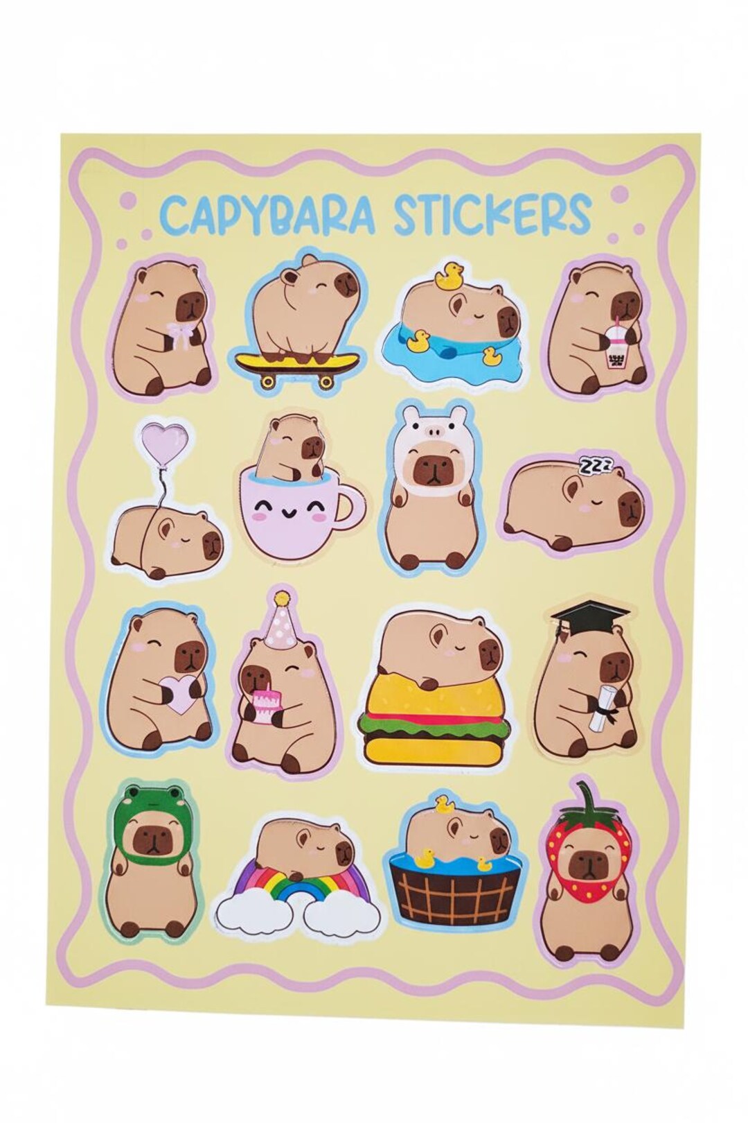 Capybara Sticker Example Capybara Sticker Sheet – 16 Fun, Waterproof Vinyl Designs - Etsy